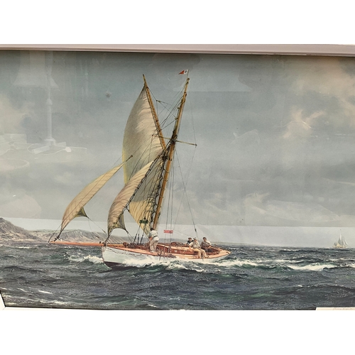 105 - 2 VINTAGE FRAMED SAILING PRINTS (ORIGINAL PAINTINGS BY MONTAGUE DAWSON) FINE WEATHER AND FAIR WIND
3... 