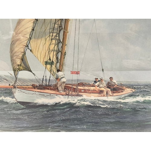 105 - 2 VINTAGE FRAMED SAILING PRINTS (ORIGINAL PAINTINGS BY MONTAGUE DAWSON) FINE WEATHER AND FAIR WIND
3... 