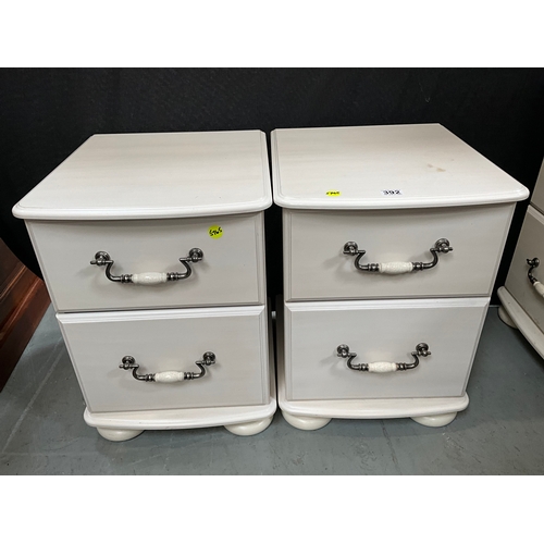 392 - PAIR OF MODERN TWO DRAWER BEDSIDE CHESTS - H 23”, W 17”, D 18”