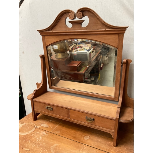 503 - EDWARDIAN SATINWOOD CHEST OF 3 DRAWERS WITH DRESSING TABLE MIRROR AND JEWELLERY DRAWERS TO TOP A/F H... 