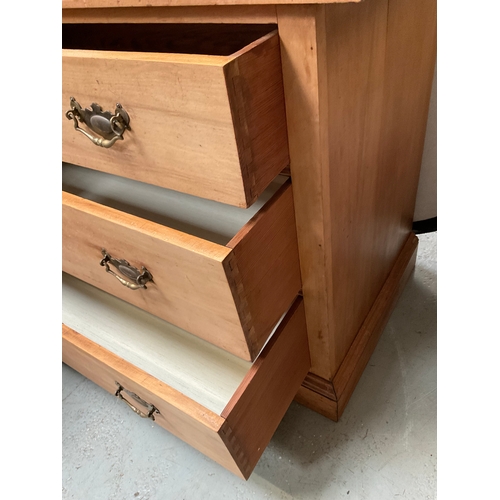 503 - EDWARDIAN SATINWOOD CHEST OF 3 DRAWERS WITH DRESSING TABLE MIRROR AND JEWELLERY DRAWERS TO TOP A/F H... 