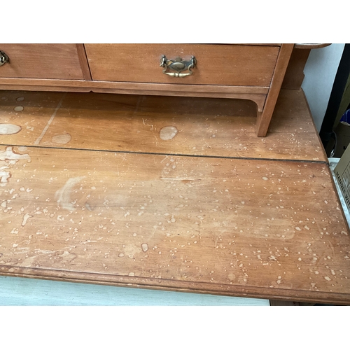 503 - EDWARDIAN SATINWOOD CHEST OF 3 DRAWERS WITH DRESSING TABLE MIRROR AND JEWELLERY DRAWERS TO TOP A/F H... 