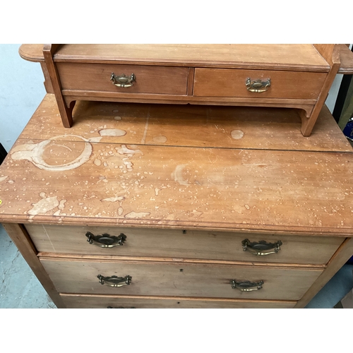 503 - EDWARDIAN SATINWOOD CHEST OF 3 DRAWERS WITH DRESSING TABLE MIRROR AND JEWELLERY DRAWERS TO TOP A/F H... 