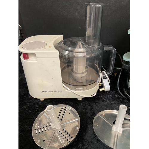 10 - MORPHY RICHARDS STAINLESS STEEL STEAMER, ROWENTA IRON AND A KENWOOD FOOD PROCESSOR WITH ATTACHMENTS