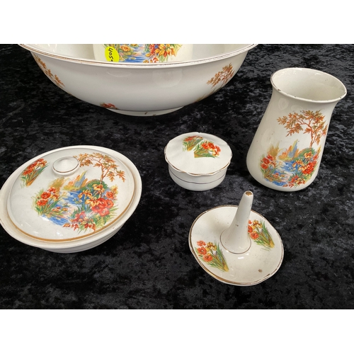 13 - EDWARDIAN SIX PIECE WASH JUG AND BOWL SET