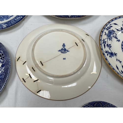 17 - LARGE QUANTITY OF BLUE AND WHITE CHINA WARE TO INCLUDE TWO LARGE CHARGERS, TWO LIDDED VEGETABLE DISH... 