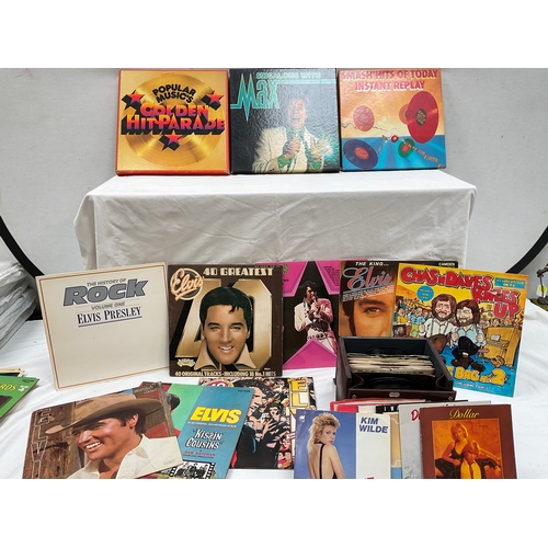 20 - LARGE QUANTITY OF LPS AND SINGLES TO INCLUDE ELVIS, JONNY CASH, THE WURZELS AND DON WILLIAMS