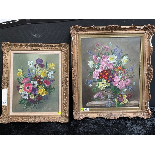 40 - TWO ORIGINAL FRAMED OILS ON CANVAS - STILL LIFE, SIGNED ALBERT WILLIAMS. FRAMES A/F, 19” x 23” AND 2... 