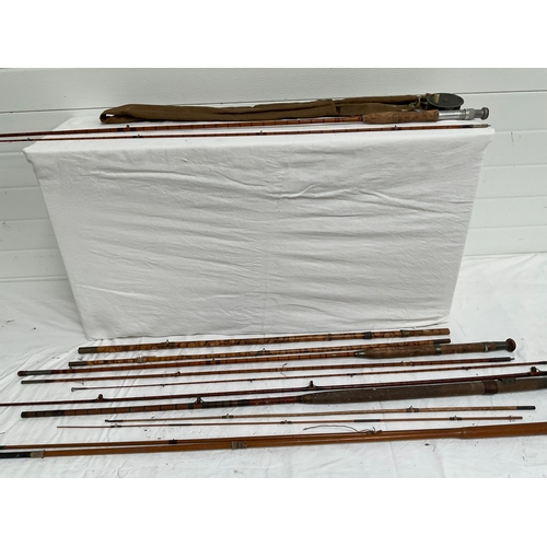 46 - QUANTITY OF VINTAGE SPLIT CANE FISHING RODS TO INCLUDE MILLWARD, RELIANCE ETC