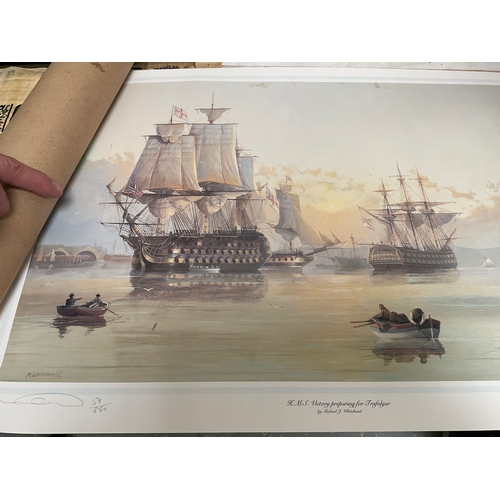 49 - QUANTITY OF UNFRAMED LIMITED EDITION PRINTS TO INCLUDE THE BATTLE OF TRAFALGAR, THE BOSTON TEA PARTY... 