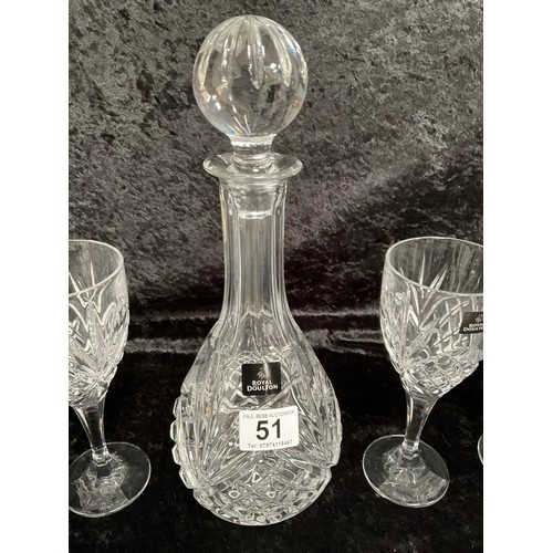 51 - BOXED SET OF ROYAL DOULTON DECANTER AND GLASSES