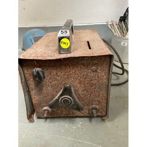 55 - ELECTRIC WELDER,MASK AND RODS A/F