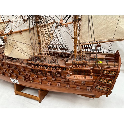 LARGE WOODEN MODEL OF A GALLEON COMPLETE WITH SALES,CANNONS ETC ON ...