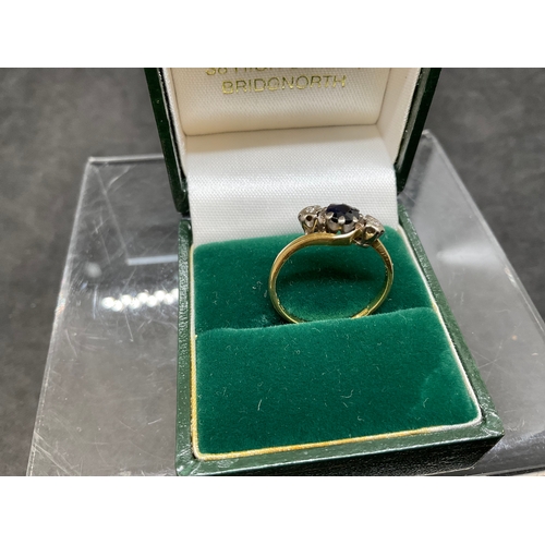 182 - 18CT & DIAMOND SET LADIES RING SIZE R AND 14CT GOLD RING SET WITH SAPPHIRE AND DIAMOND SET RING SIZE... 