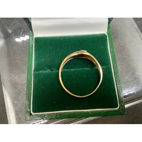 185 - FOUR 9CT GOLD RINGS 3 HALLMARKED 1 RING HALLMARKS ARE RUBBED TO INCLUDE SAPPHIRE & ILLUSION DIAMOND ... 