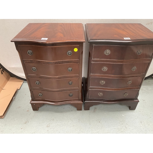 434 - TWO FOUR DRAWER REPRODUCTION BEDSIDE CHESTS H28” W19” D15”