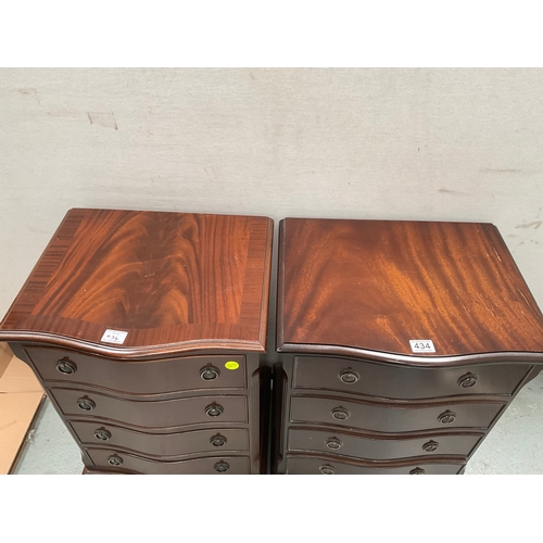 434 - TWO FOUR DRAWER REPRODUCTION BEDSIDE CHESTS H28” W19” D15”