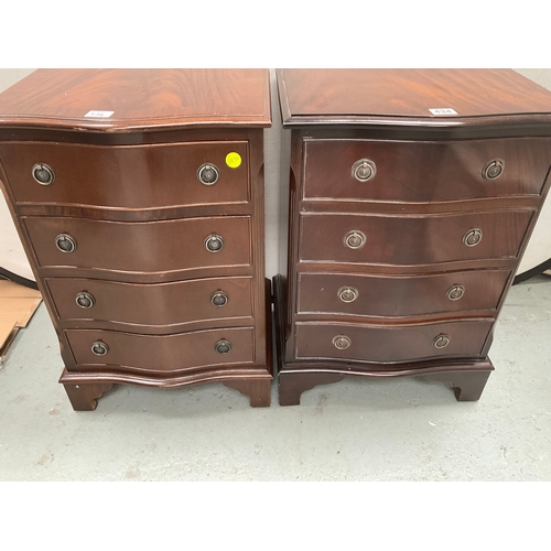 434 - TWO FOUR DRAWER REPRODUCTION BEDSIDE CHESTS H28” W19” D15”