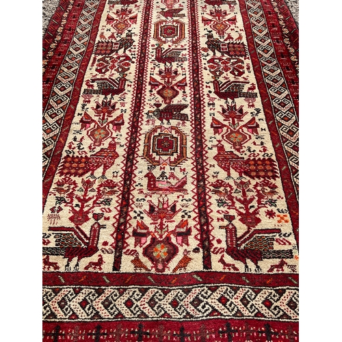 8 - VINTAGE PATTERNED RED CARPET 73” x 39”