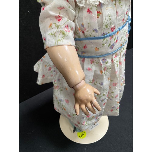 18 - CHINA COLLECTORS DOLL ON STAND H20”