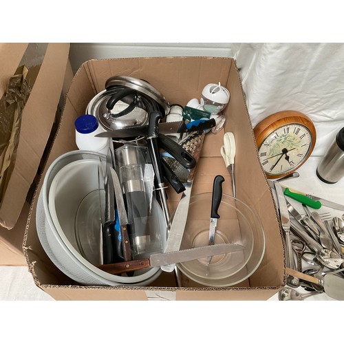 36 - 2 BOXES OF KITCHENWARE,POTS,PANS ETC