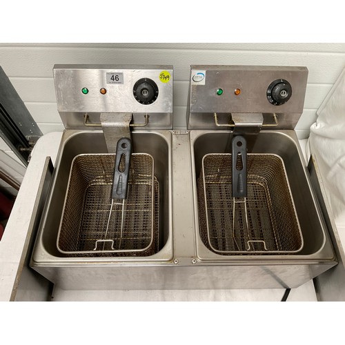 46 - CHEF HUB PROFESSIONAL STAINLESS STEEL CATERING DOUBLE FRYER