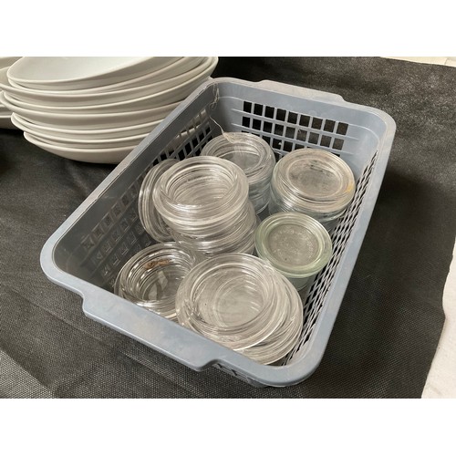 65 - 2 CRATES OF CATERING CHINA TO INCLUDE SERVING DISHES ETC