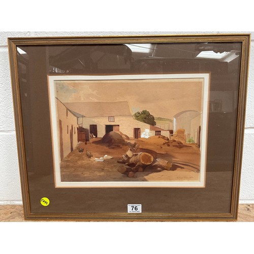 76 - FRAMED FARMYARD SCENE WATERCOLOUR SIGNED EILEEN CHANDLER 23” x 19”