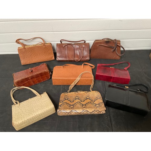 82 - BOX OF VINTAGE HANDBAGS TO INCLUDE WALDYBAG,MARQUESSA,RIVTENA,ETC