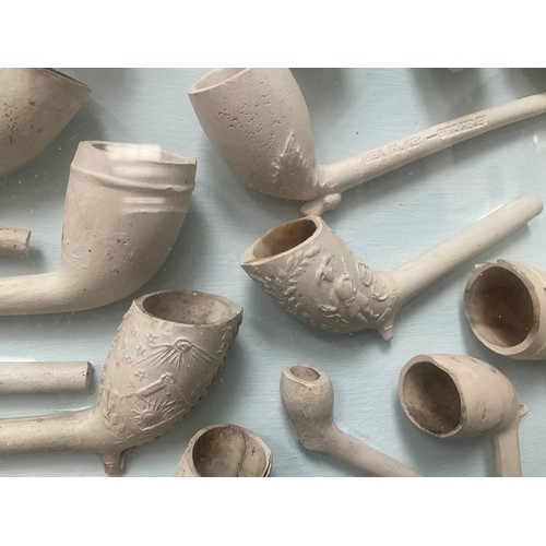 94 - CASED COLLECTION OF VICTORIAN CLAY PIPES