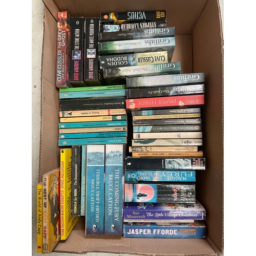 101 - 2 BOXES OF BOOKS TO INCLUDE BRUCE CATTON,ELLY GRIFFTHS,DAVID WINGROVE ETC