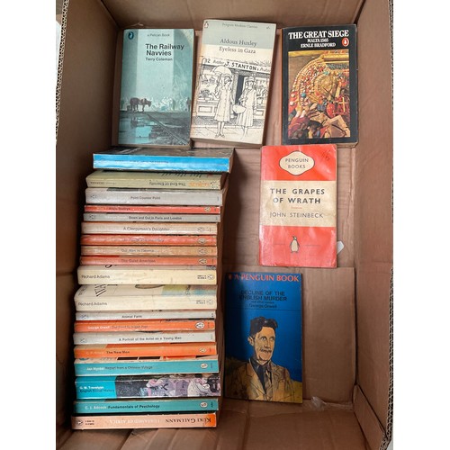 102 - 2 BOXES OF BOOKS TO INCLUDE VINTAGE PENGUIN BOOKS ETC