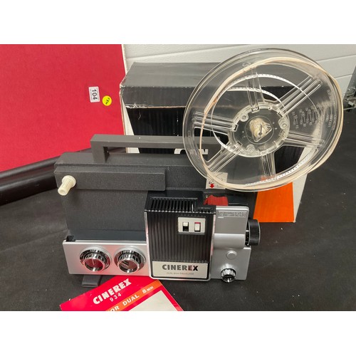 104 - CINEREX MODELL 934 8MM MOVIE PROJECTOR,ALDIS SLIDE PROJECTOR,STAND AND SCREEN