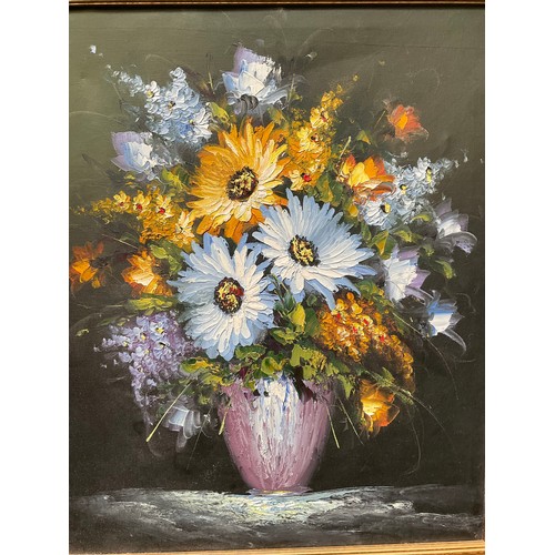 108 - GILT FRAMED OILS ON CANVAS (STILL LIFE) FLOWERS