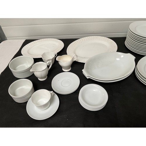 121 - 2 BOXES OF WHITE CHINA DINNER WARE