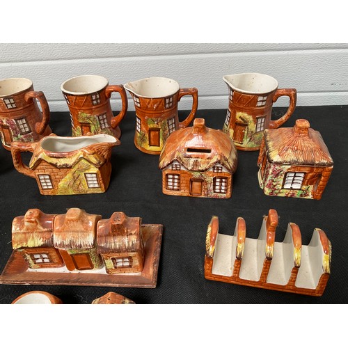 126 - BOX OF PRYCE KENSINGTON COTTAGE WARE CHIN TO INCLUDE TANKARDS,CREUTS,JUGS ETC