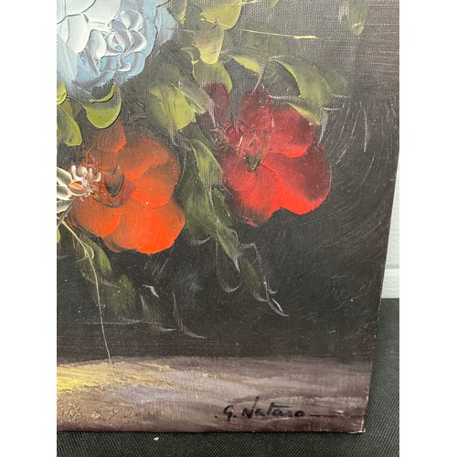 127 - 2 UNFRAMED STILL LIFE OILS ON CANVAS PICTURES (FLOWERS) 20” x 24” AND 24” x 20”