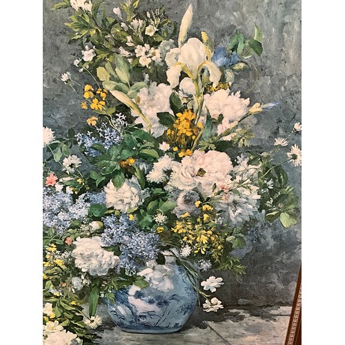 139 - GILT FRAMED STILL LIFE OILS ON CANVAS (FLOWERS)  SIGNED A RENOIR 48  (31” x 24”)