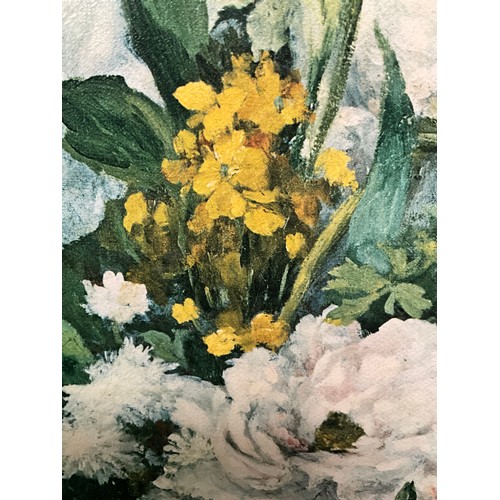 139 - GILT FRAMED STILL LIFE OILS ON CANVAS (FLOWERS)  SIGNED A RENOIR 48  (31” x 24”)