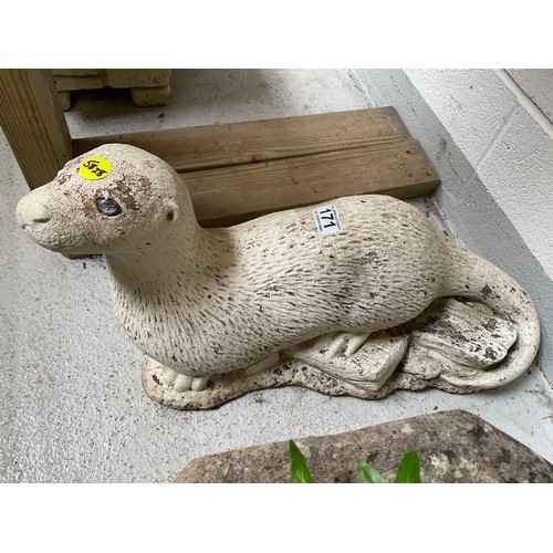 171 - CONCRETE OTTER GARDEN ORNAMENT L22”