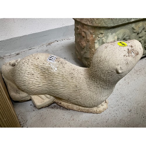 171 - CONCRETE OTTER GARDEN ORNAMENT L22”