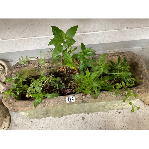 172 - CONCRETE OBLONG GARDEN PLANTER H12”W28”D11”