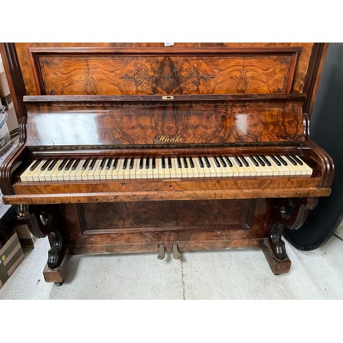 524 - WALNUT CASED UPRIGHT PAINO MADE BY VONGRUISERN & SON LIVERPOOL