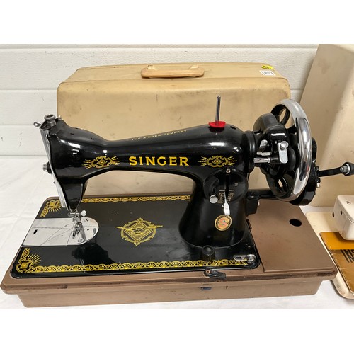 1 - SINGER HAND SEWING MACHINE IN CASE AND ELECTRIC NOVUM NEW HOME SEWING MACHINE IN CASE WITH INSTRUCTI... 