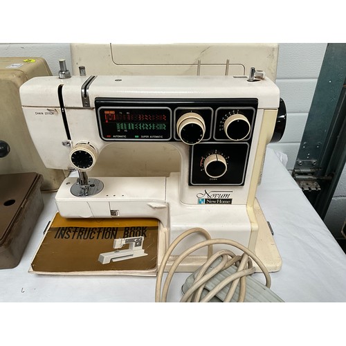 1 - SINGER HAND SEWING MACHINE IN CASE AND ELECTRIC NOVUM NEW HOME SEWING MACHINE IN CASE WITH INSTRUCTI... 