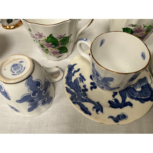 5 - TWO BOXES OF VICTORIAN AND LATER CHINA TEA SETS ETC TO INCLUDE COALPORT, PORTMEIRION, ROYAL ALBERT E... 