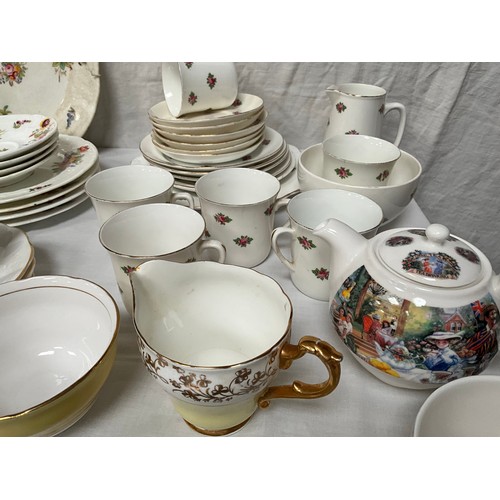 5 - TWO BOXES OF VICTORIAN AND LATER CHINA TEA SETS ETC TO INCLUDE COALPORT, PORTMEIRION, ROYAL ALBERT E... 