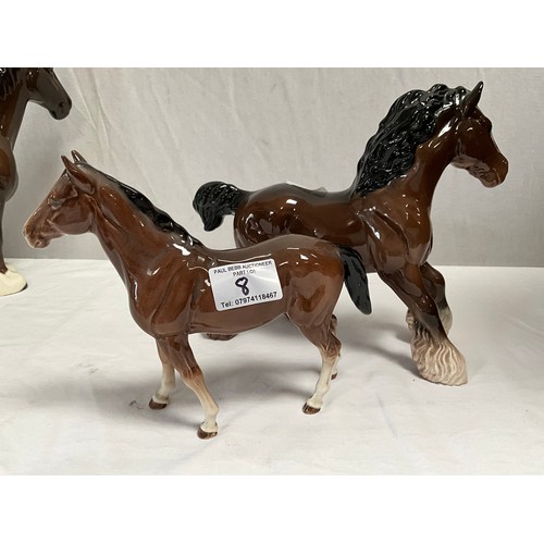 8 - BESWICK SHIRE HORSE ,ROYAL DOULTON BROWN MARE,UNMARKED GREY SHIRE HORSE AND PONY