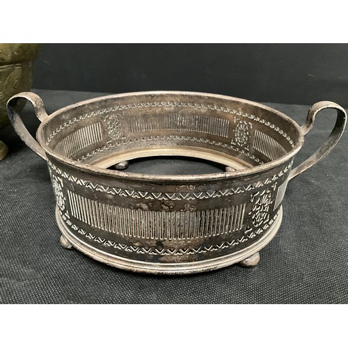 10 - INDIAN BRASS BOWL AND SILVER PLATED STAND