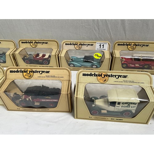 11 - ELEVEN BOXED YESTERYEAR MODELS OF VANS, CARS ETC